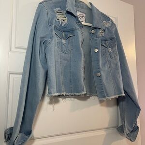 Light Blue Distressed Denim Jacket